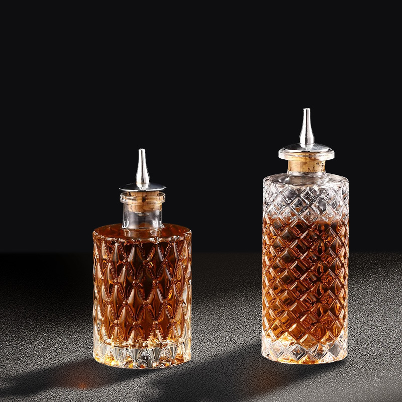 カクテルビターズボトルキャップ付きヴィンテージガラスステンレ - Bitters Bottle Set のレビューと価格