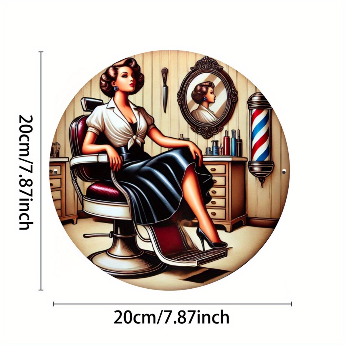 ヴィンテージ理髪店メタルサイン1枚、穴あけ済みの鉄製丸型ウォ - Home Barber のレビューと価格