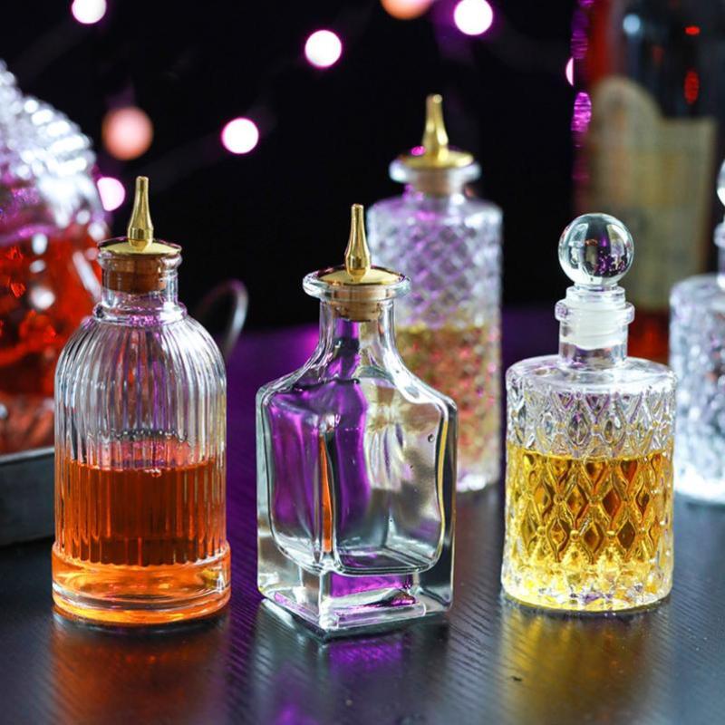 ヴィンテージガラスビターズボトル ガラスキャップ付き バーテ - Bitters Bottle Set のレビューと価格