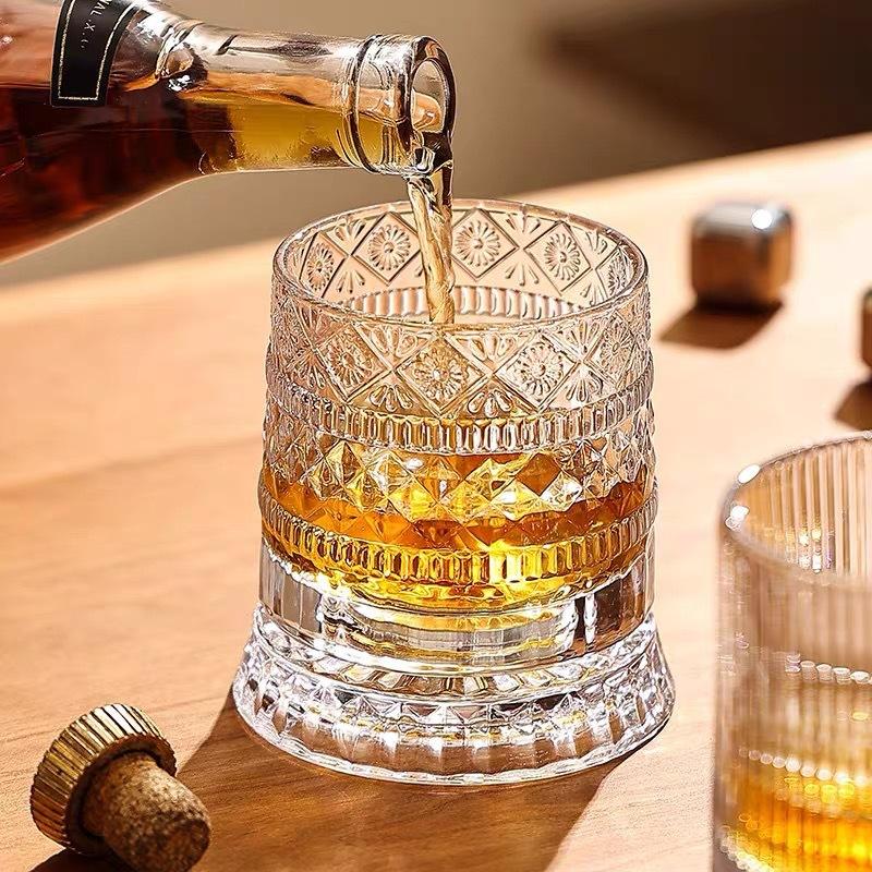 ウイスキーグラス回転式ウイスキーグラス、ガラスベース付き36 - Highball Glass Set のレビューと価格