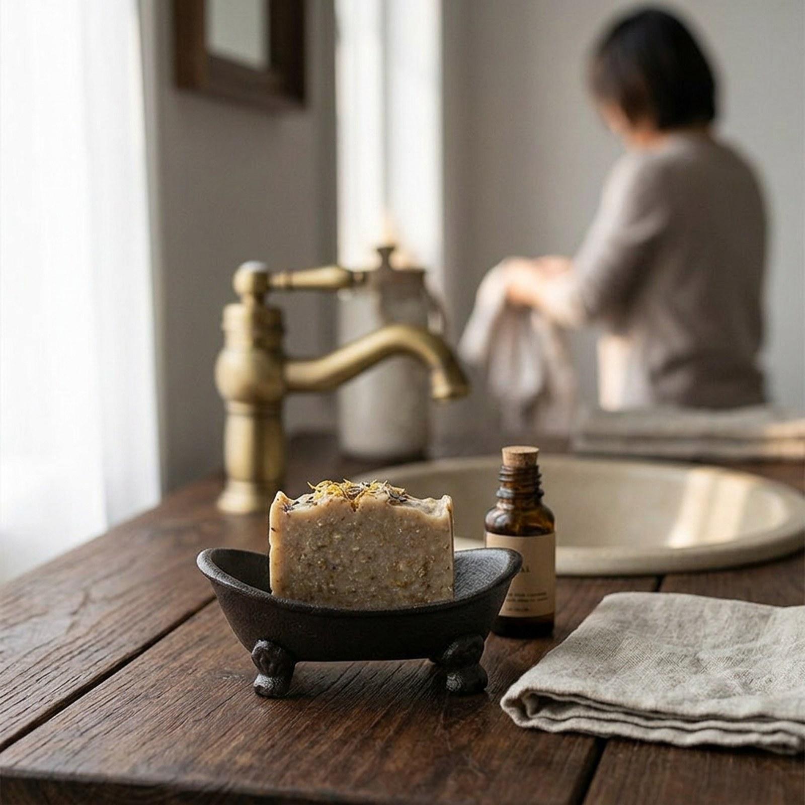 鋳鉄製ソープディッシュホルダー、頑丈な素朴な手作りソープトレ - Home Bar Sink のレビューと価格
